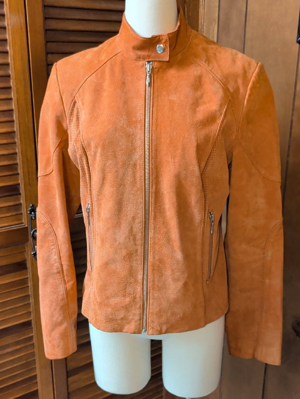 Wilsons Leather Maxima Orange Suede Leather Full-Zip Jacket